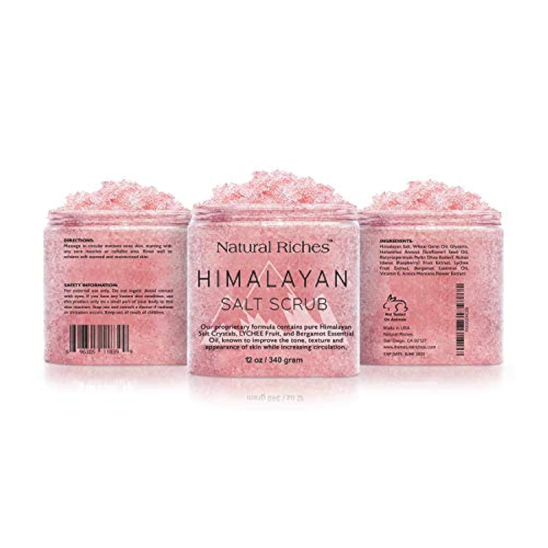 Exfoliante corporal de sal del Himalaya (12 onzas / 340 gm