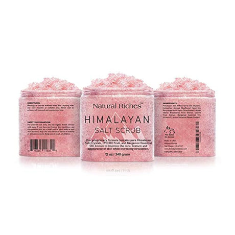 Exfoliante corporal de sal del Himalaya (12 onzas / 340 gm