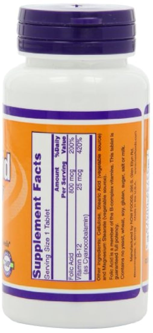 AHORA Ácido Fólico 800mcg, 250 comprimidos (Paquete de 4)