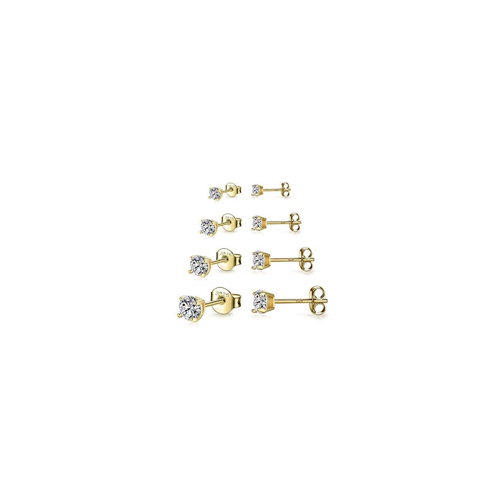 Aretes tipo dormilona de plata hipoalergénicos juego 4 pares