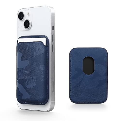 Magsafe - Cartera de piel compatible con iPhone 12/13 Mini/Pro/Max, tarjetero RFID con imán MagSafe, azul (Camouflage Blue)