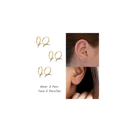 Aretes de aro de plata 3 pares de aretes para mujeres