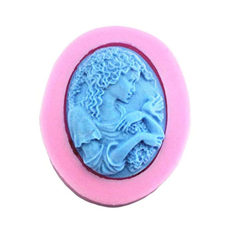 Juego de 3 moldes de resina epoxi ovalados para elipse de silicona con diseño de niña y pájaro, para manualidades, manualidades, decoración de tartas (color al azar)