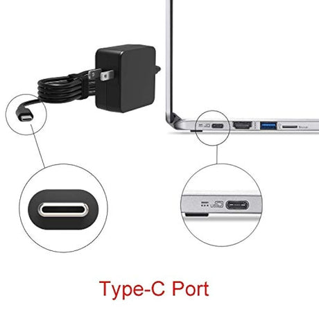 Cargador USB tipo C de 45 W para Lenovo Chromebook 100e 300e 500e C330 C340 S330 S330 S340, ThinkPad T480 T480s T580 T580s L480 L580 E480 E580 Yoga 910 910-13 USB-C Laptop Tipo-C Cable adaptador de fuente de alimentación