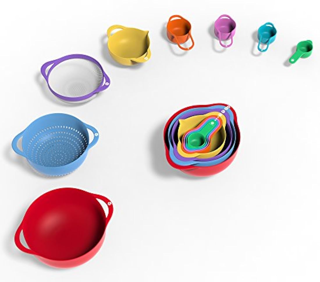 Juego de 13 bols para mezclar Vremi con mango con tazas