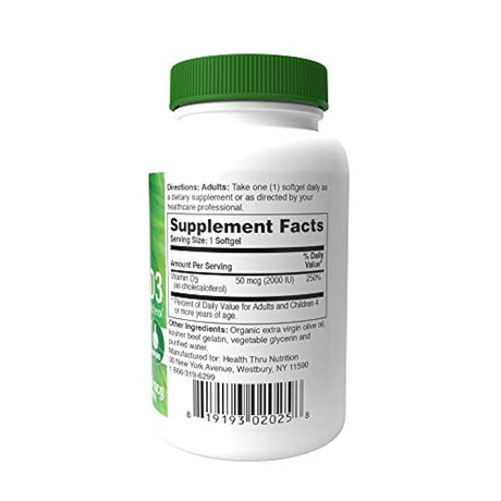 Vitamina D3 2000 UI (50 mcg), 365 mini softgels sin soja