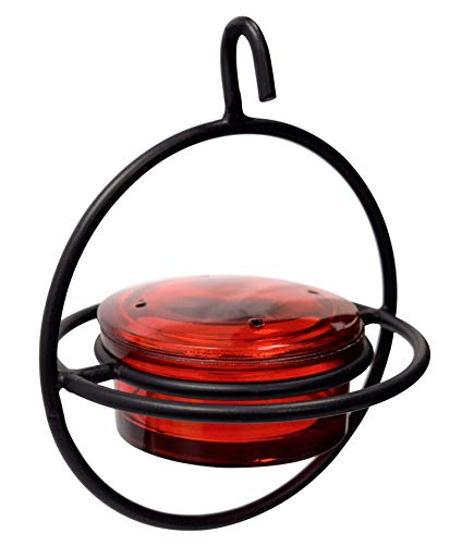 Comedero circular para colibrí, de cristal rojo