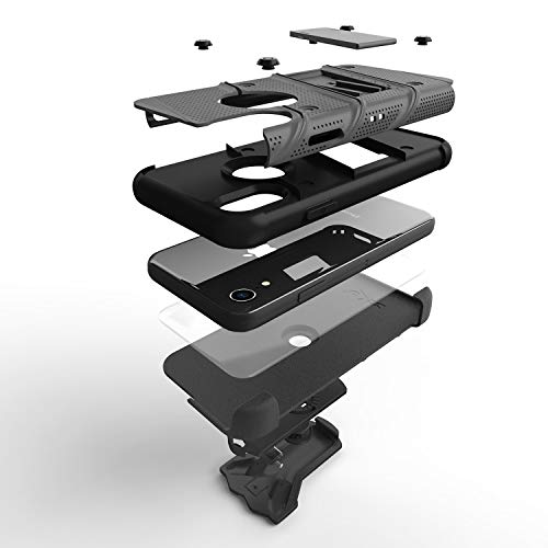 Serie Zizo Bolt funda para iPhone XR de grado militar con protector de pantalla de vidrio templado, clip de cinturón, soporte, Gun Metal Gris/Negro