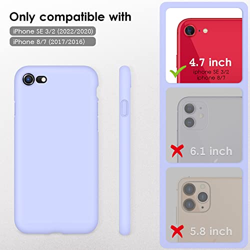 DTTOCASE - Funda para iPhone SE 2022/2020, iPhone 8, iPhone 7, funda de silicona líquida para iPhone SE 8 7 de 4.7 pulgadas, colorida y suave funda protectora para niñas y mujeres, color morado clavo