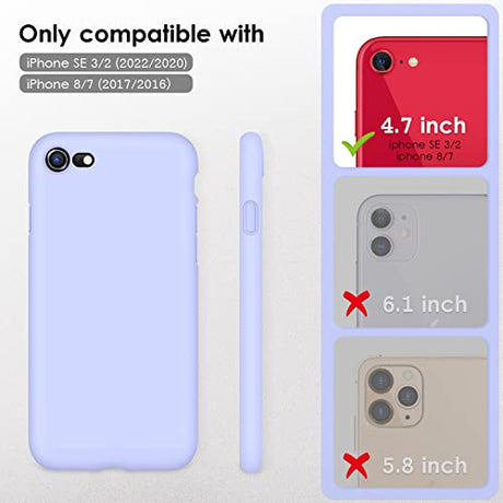 DTTOCASE - Funda para iPhone SE 2022/2020, iPhone 8, iPhone 7, funda de silicona líquida para iPhone SE 8 7 de 4.7 pulgadas, colorida y suave funda protectora para niñas y mujeres, color morado clavo