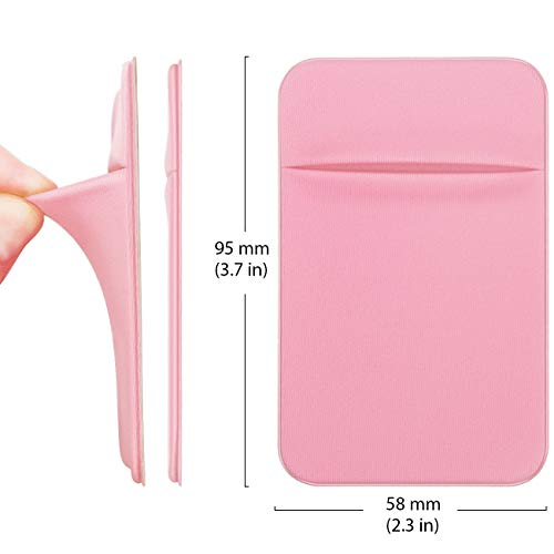 OBVIS Bolsillo para teléfono celular, tarjetero autoadhesivo con adhesivo 3M RFID, tarjetero para tarjeta de crédito ATM, para iPhone Android, 2 unidades, color rosa