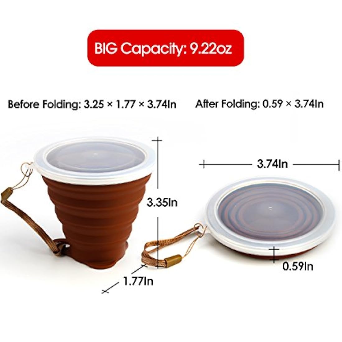 ME.FAN - Taza de viaje plegable de silicona para camping