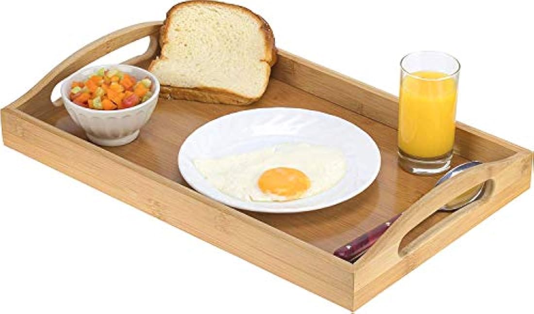 Bandeja de madera con asas – Ideal para cenas, bandeja de té