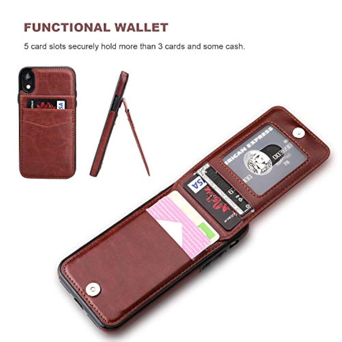 KIHUWEY - Funda tipo cartera para iPhone XR con tarjetero