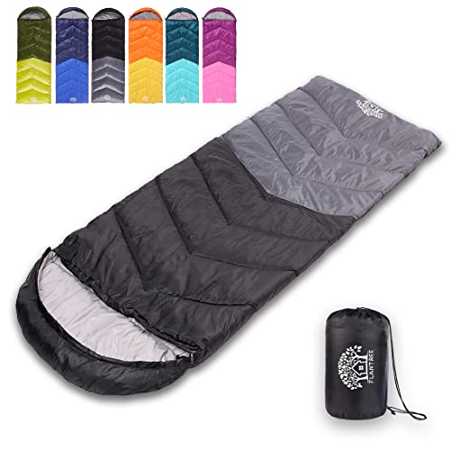 Flantree Saco de dormir para 4 estaciones para adultos y niños, para camping, senderismo, viajes, clima cálido y fresco, ligero e impermeable con bolsa de compresión, actividades en interiores y exteriores