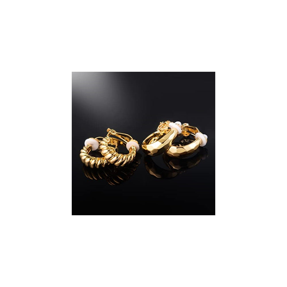 Aretes de aro chapados en oro de 18 quilates para mujeres