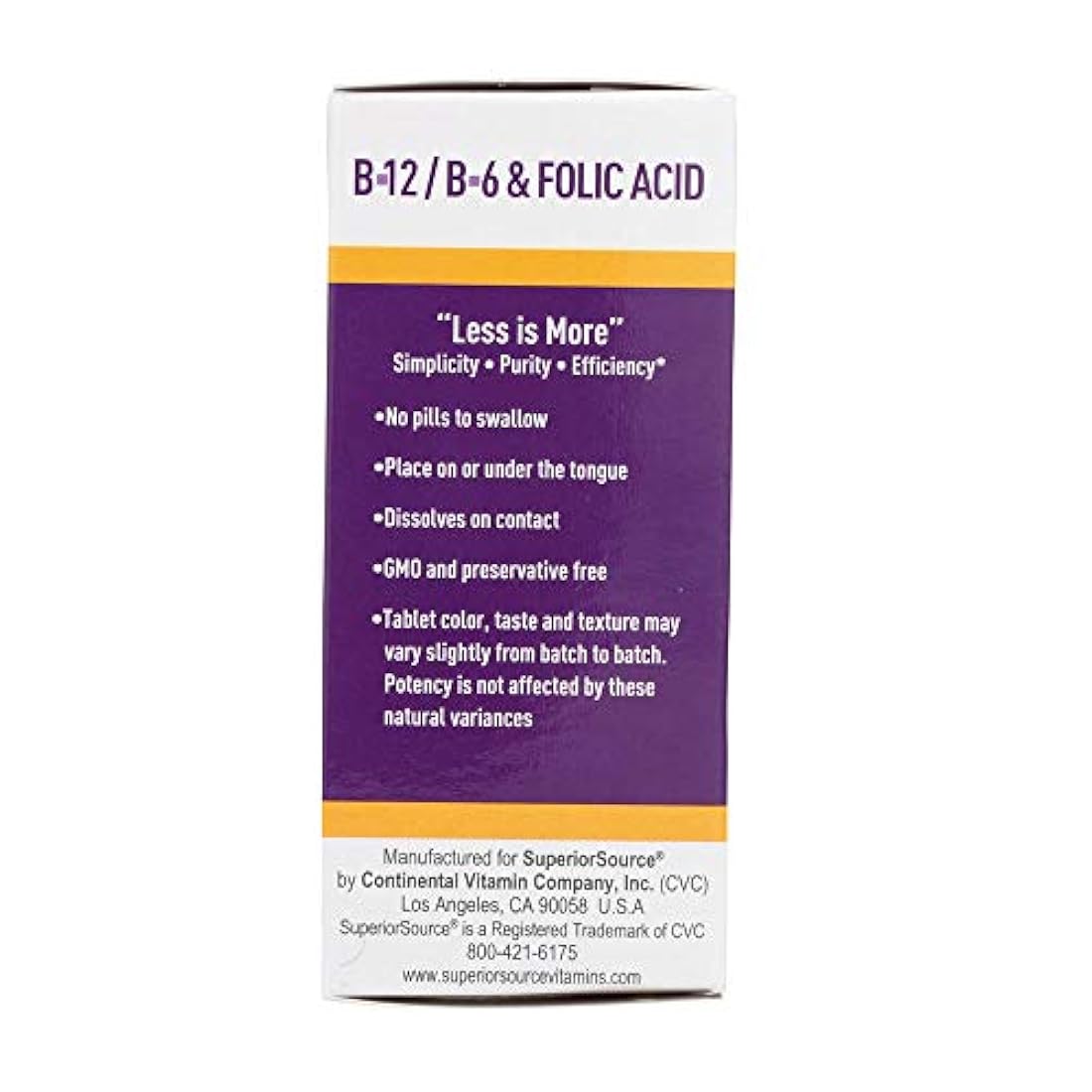 microlingual no Shot Cyanocobalamin B12 (1000mcg) + B6 & ácido fólico (400mcg), 076635901319, 100, 1, 1