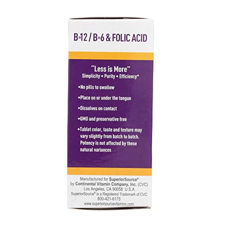 microlingual no Shot Cyanocobalamin B12 (1000mcg) + B6 & ácido fólico (400mcg), 076635901319, 100, 1, 1
