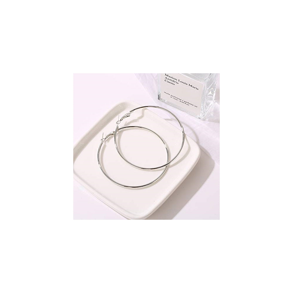 Aretes de aro grandes de acero inoxidable para mujeres