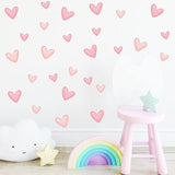 Pegatinas de pared con forma de corazón rosa para dormitorio