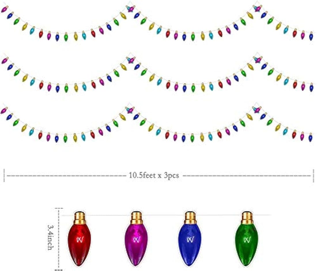 Juego de guirnaldas de luces planas 2D coloridas