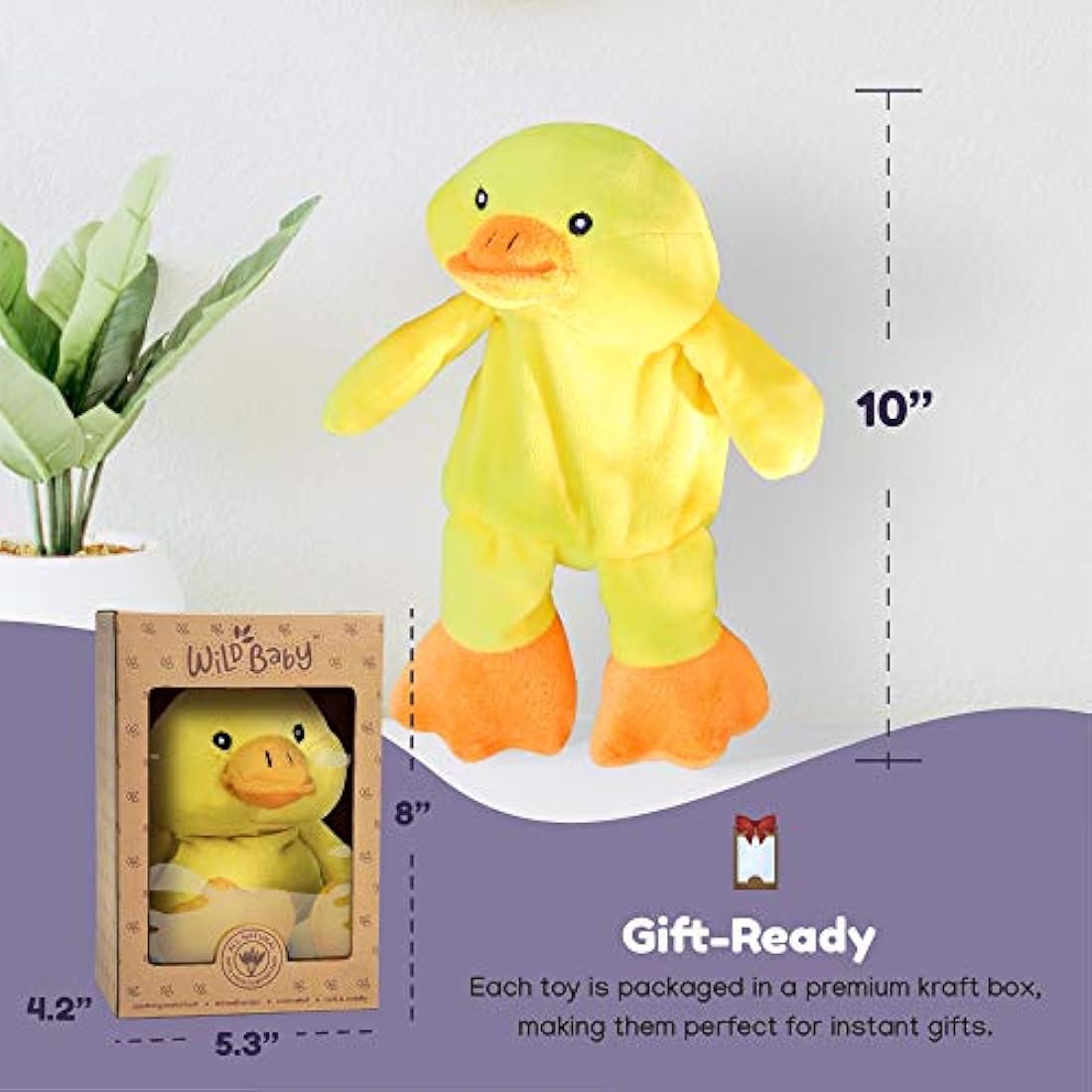 Peluche de Pato color amarillo, 10.0 in, WILD BABY