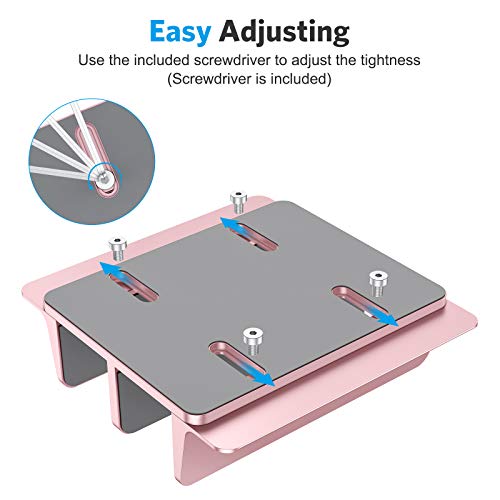 OMOTON - Soporte vertical para portátil, soporte de escritorio doble con base ajustable (hasta 17.3 pulgadas), se adapta a todos los MacBook/Surface/Samsung/HP/Dell/Chrome Book (oro rosa)
