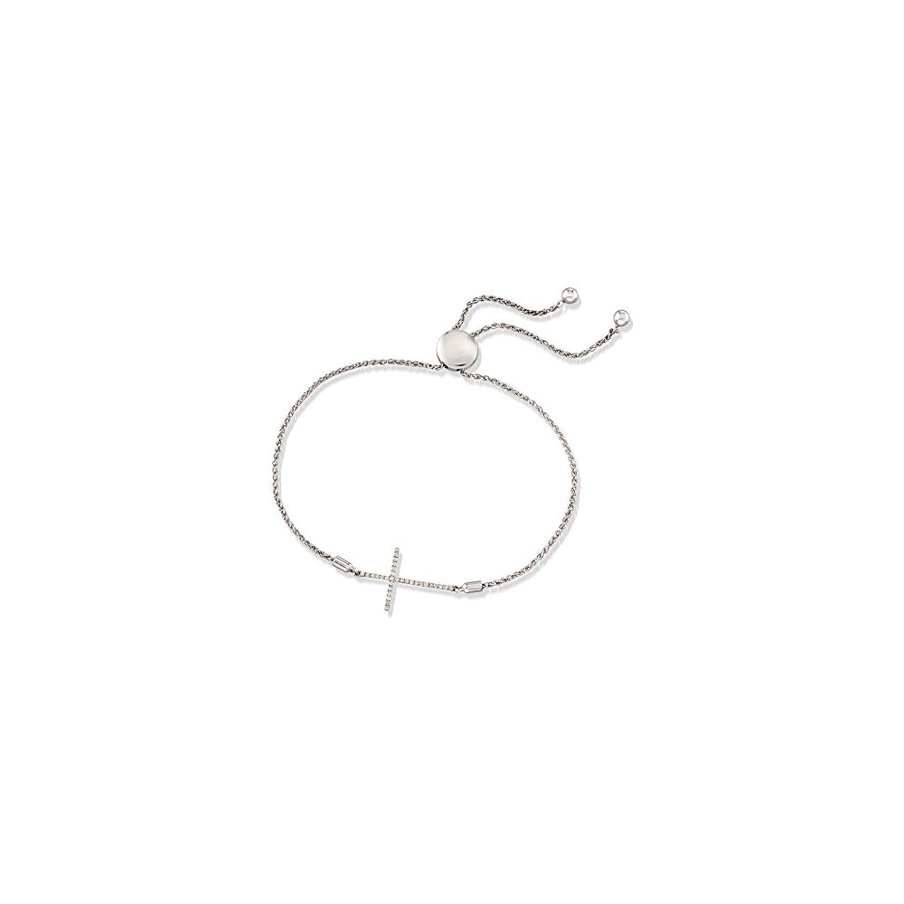 Pulseras de bolo de plata de ley con diamantes
