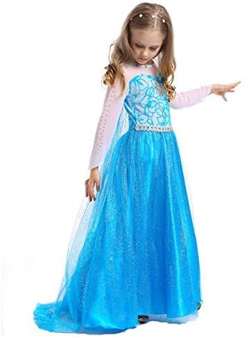 Vestido Elsa Larga Manga Princesa con Accesorios Halloween