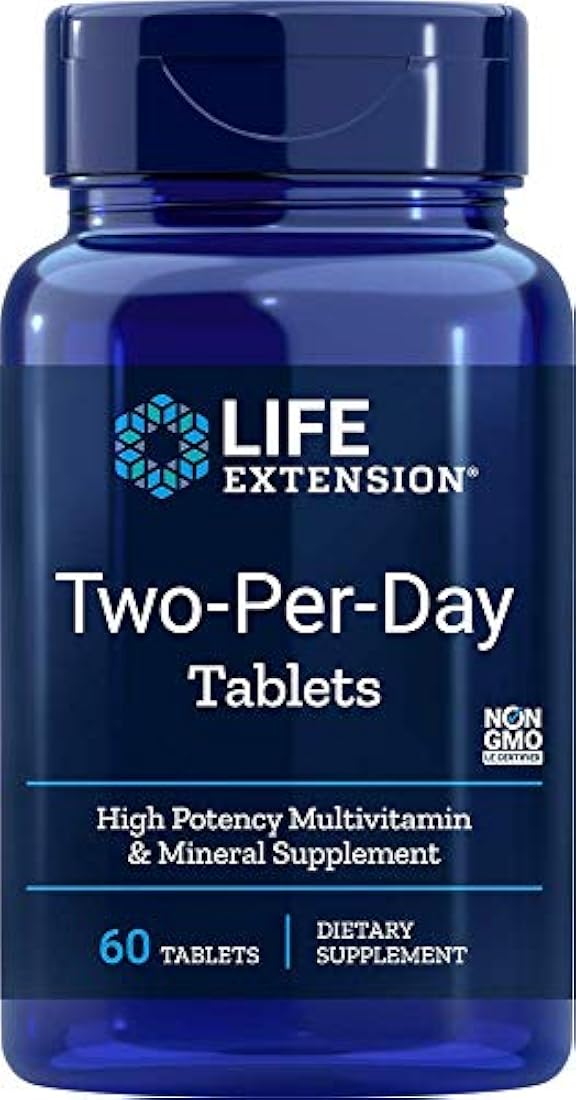 Life Extension Dos por día (suplemento multivitaminas y minerales de alta potencia), 60 tabletas