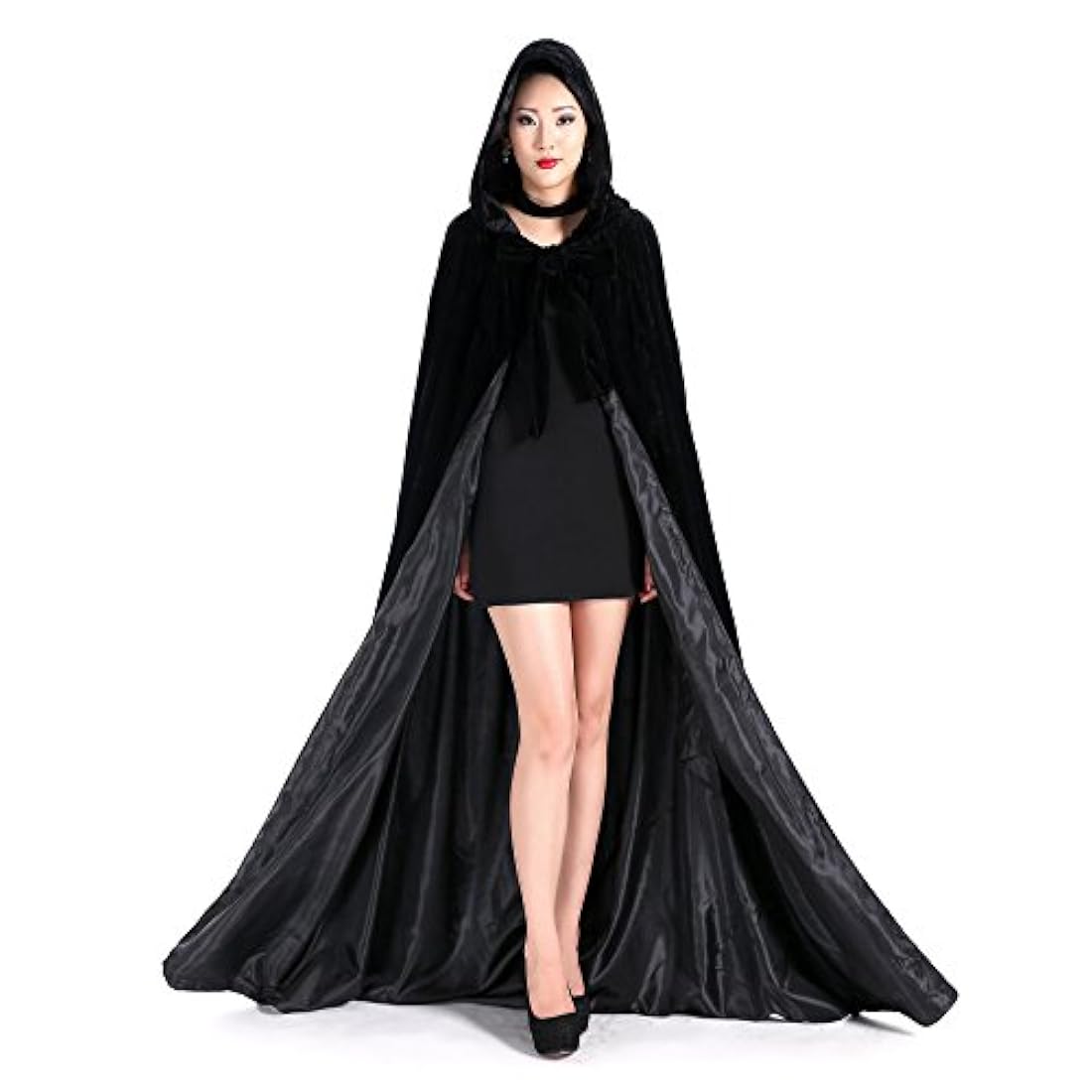 Disfraces - Capa con capucha para Halloween, color negro