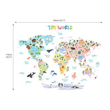 Pegatinas de pared de mapa del mundo para niños DECOWALL