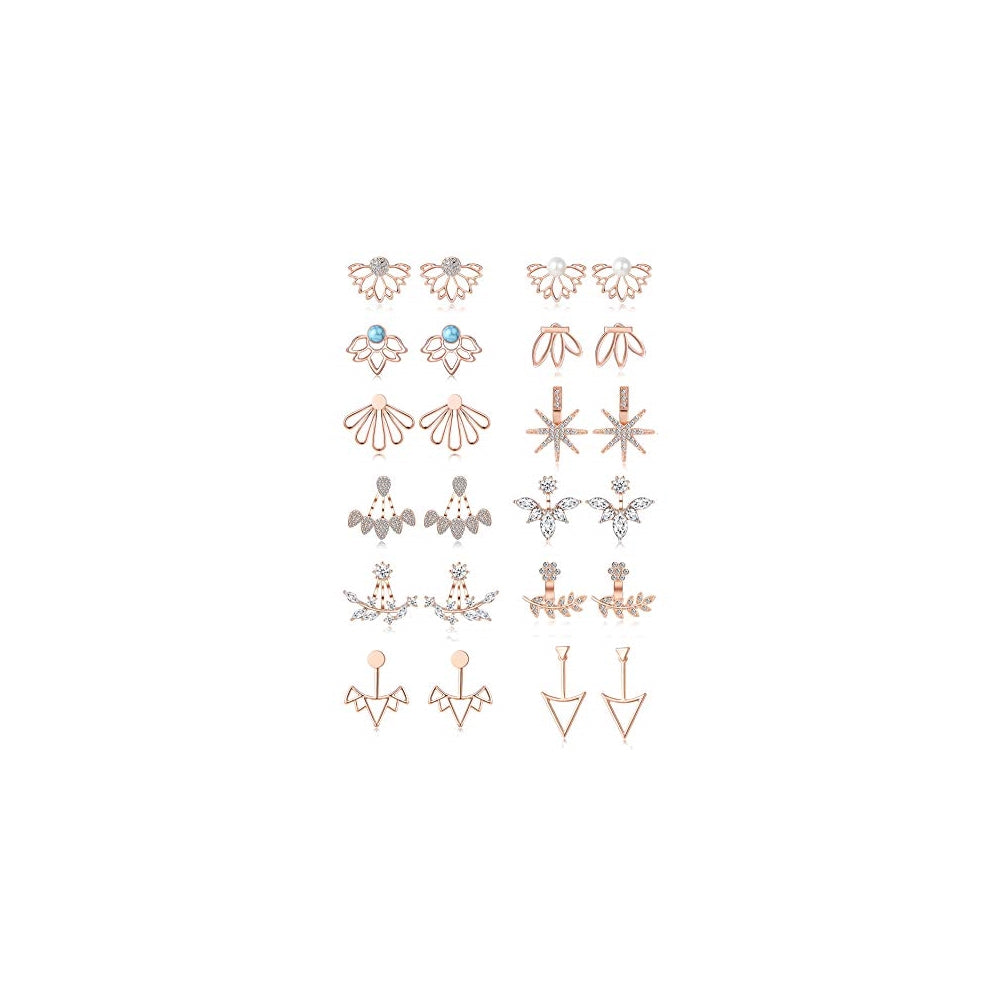Aretes de flor de loto aretes de circonita cúbica
