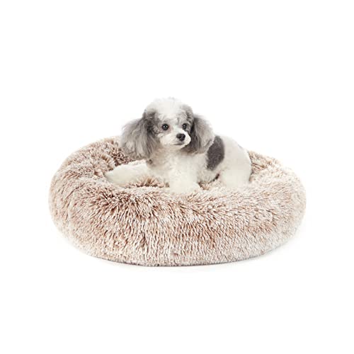 Bedfolks - Cama calmante para perros y gatos | Cama redonda de felpa esponjosa para perros pequeños, medianos y grandes, lavable a máquina