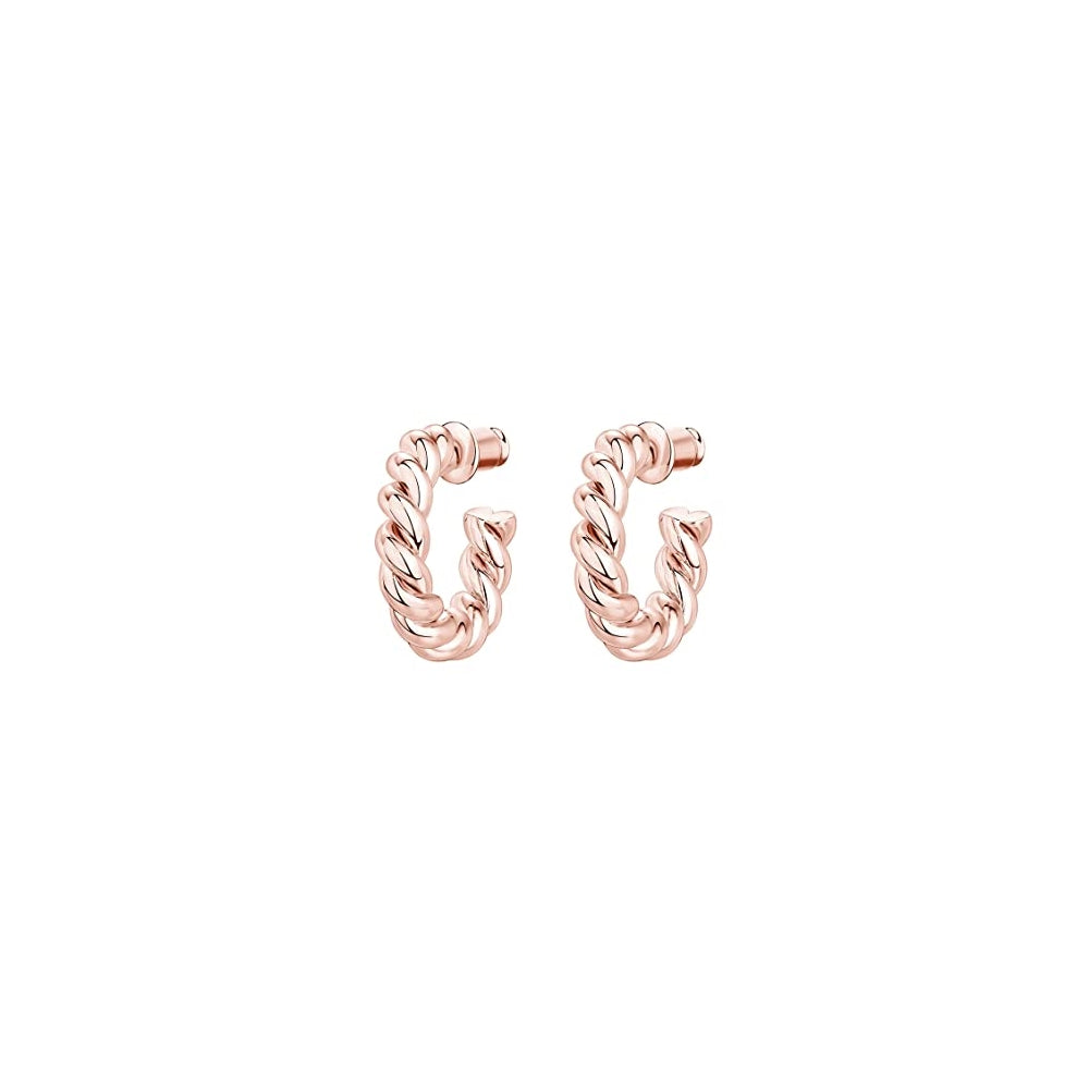 Aretes redondos de aro de plata chapados en oro rosa