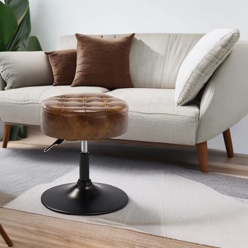 Taburete de Maquillaje de Cuero Sintético, Estilo Mid-Century