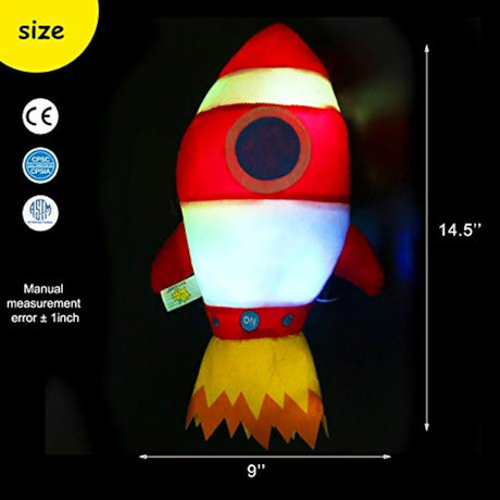 Cohete rojo de peluche con luz LED