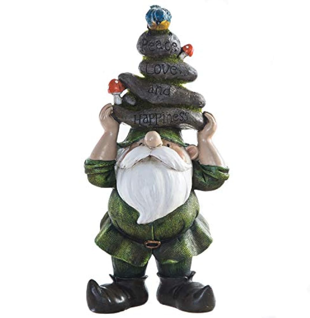 Estatuilla de gnomo con piedras