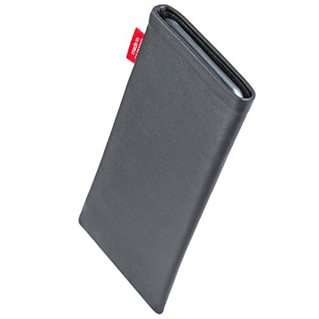 fitBAG Beat Gray - Funda a medida para Samsung Galaxy S22 Ultra | Fabricada en Alemania | Funda de piel de napa fina con forro de microfibra para limpieza de pantallas