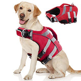 Kuoser Chaleco salvavidas para perros con rayas reflectantes, chaleco salvavidas ajustable de alta visibilidad, salvavidas para perros pequeños, medianos y grandes