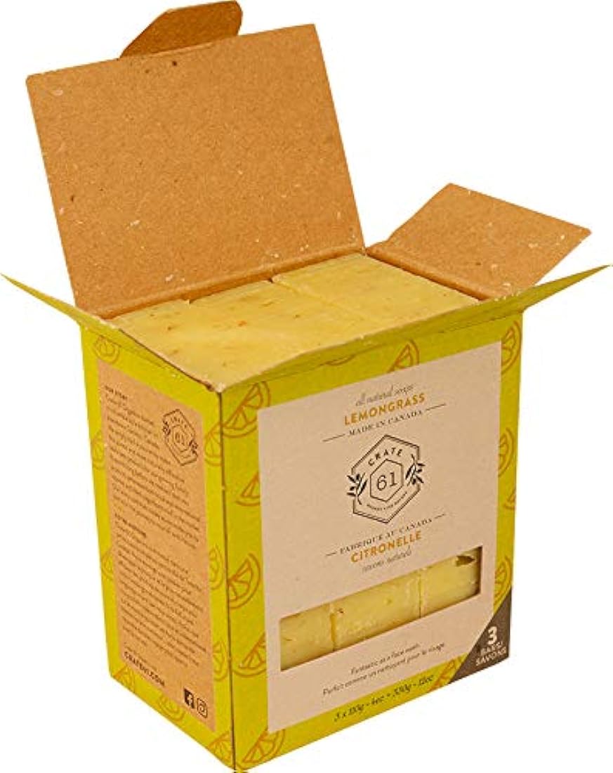 Jabón de Lemongrass de Crate 61, 3 unidades, 100% vegano