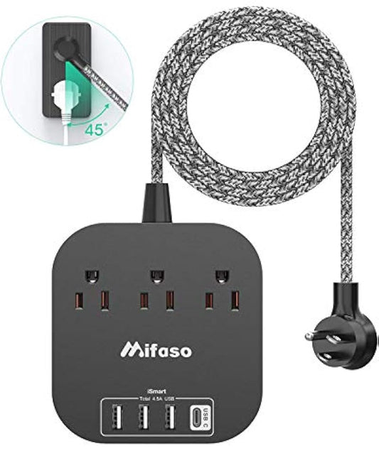 Tira de alimentación con USB C,3 tomas 4 puertos USB