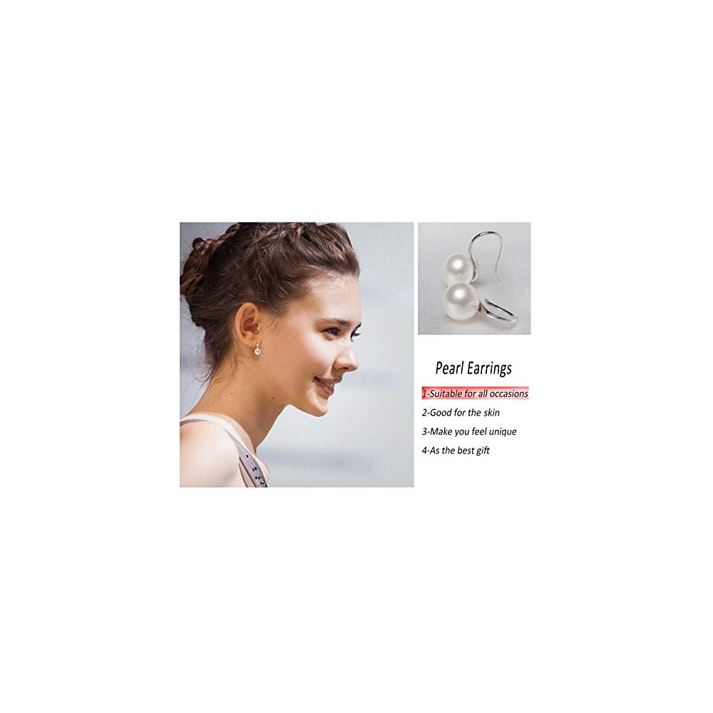 Aretes colgantes de plata con perlas color blanco