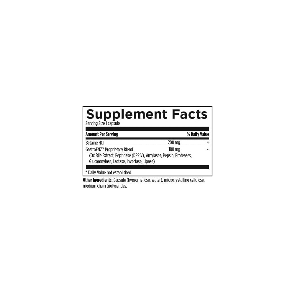 Enzimas digestivas con betaína HCl + pesina salud intestinal