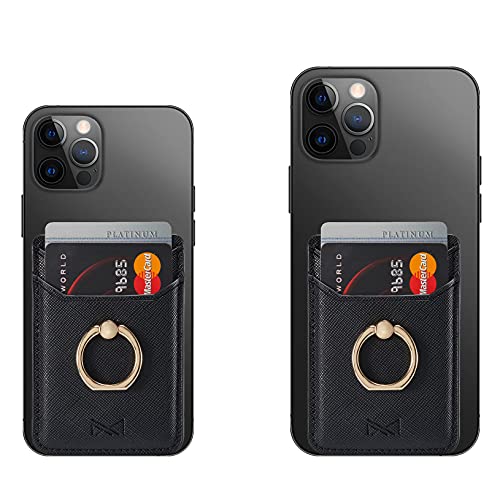 Tarjetero RFID para teléfono celular, tarjetero adhesivo de crédito para la parte posterior del teléfono para la mayoría de teléfonos inteligentes (gris)