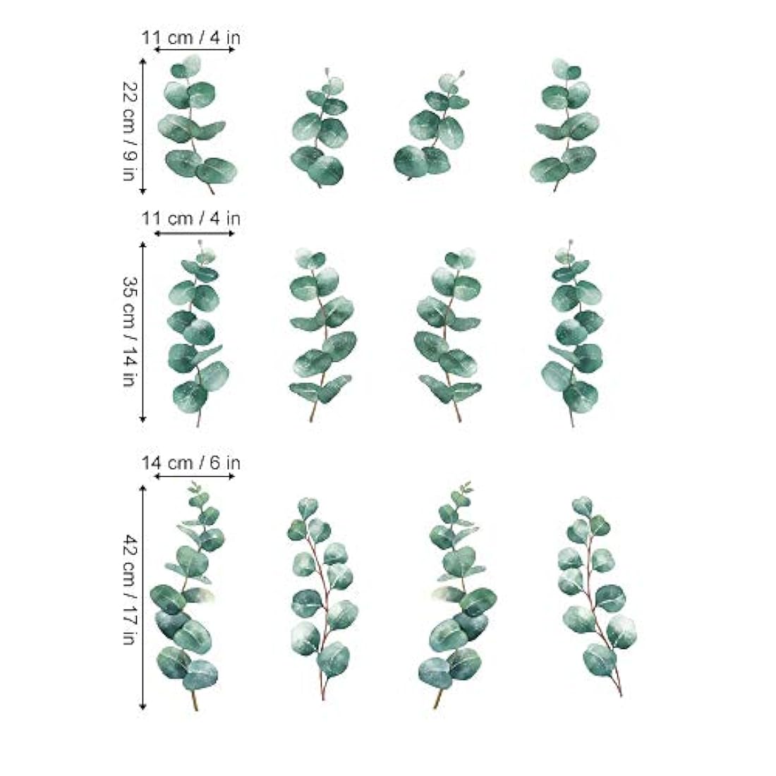 Adhesivo decorativo para pared con diseño de hojas de eucalipto