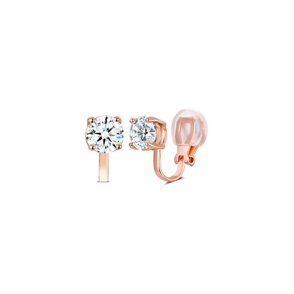 Aretes de tuerca con clip de circonita cúbica