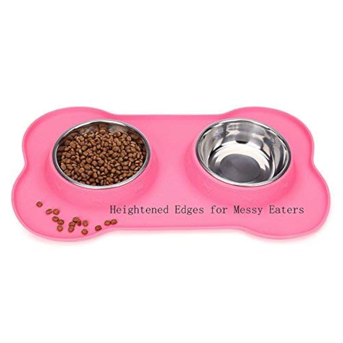 Hubulk - 2 tazones de acero inoxidable para perro, con alfombrilla de silicona antideslizante y cuchara de comida para mascotas, platos para alimentar a perros pequeños, medianos, grandes, gatos, cachorros