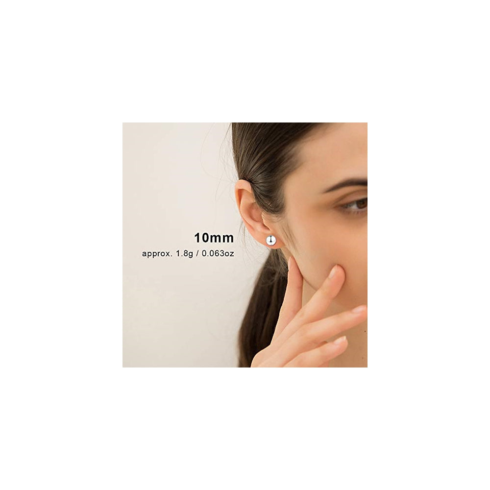 Aretes de bola de plata de oro blanco para mujeres
