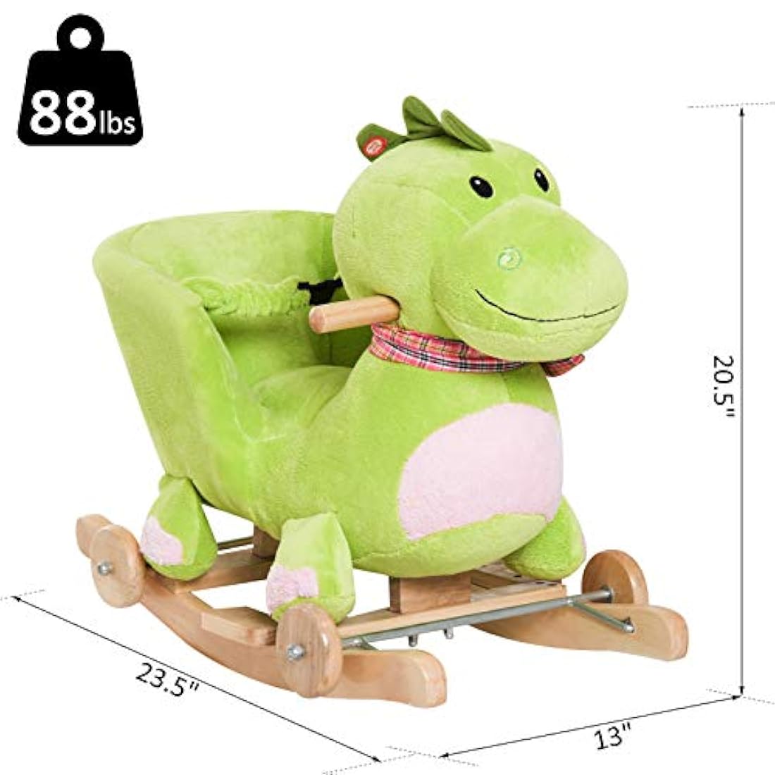 Cochecito de peluche con dinosaurio balancín